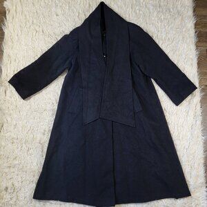 Vintage Jacobsons 100% Camel Hair Coat Black Classic Trench With Scarf - Size 6